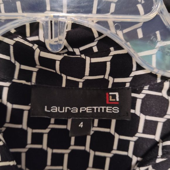Laura Petite size 4 checkered design dress with attached belt. - Picture 6 of 8